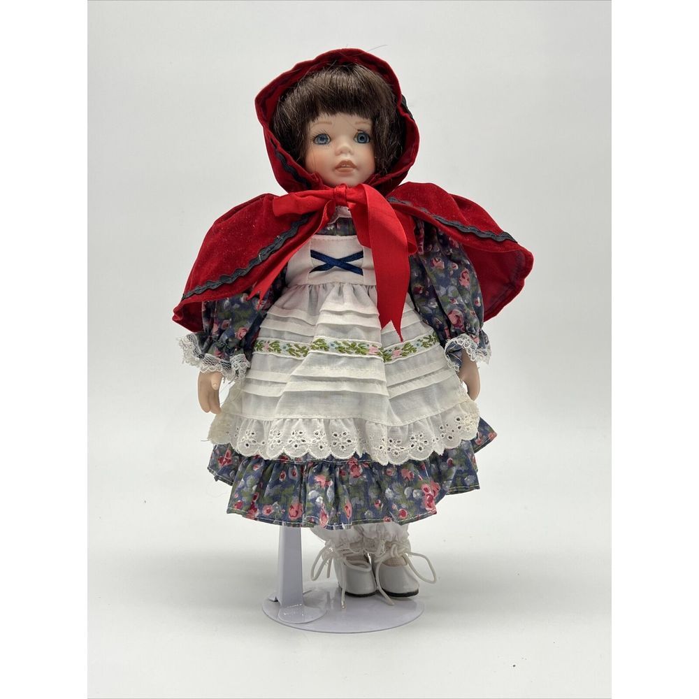 Little Red Riding Hood Porcelain Bisque Cloth 12" Doll EUC